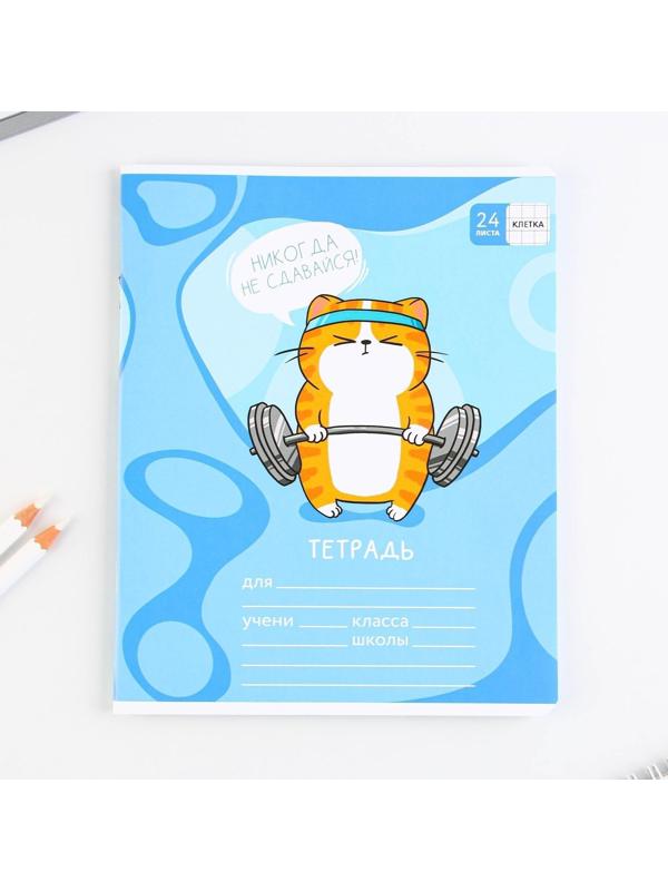 Тетрадь А5, 24 листа на скрепке в клетку «Котэ», 5 видов МИКС, белизна 96% / Микс 1 шт.