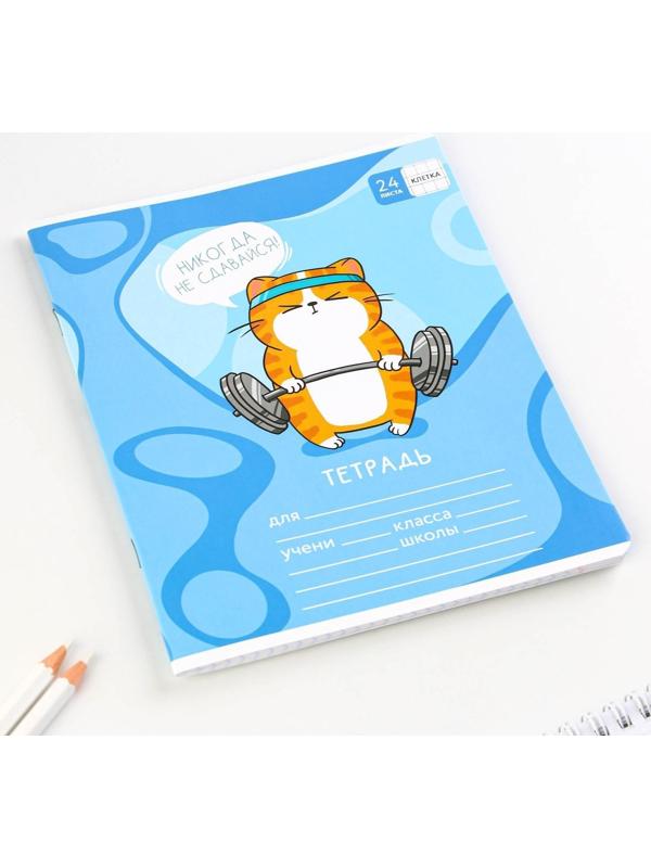 Тетрадь А5, 24 листа на скрепке в клетку «Котэ», 5 видов МИКС, белизна 96% / Микс 1 шт.