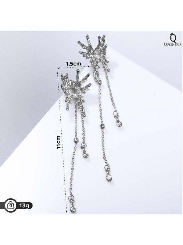 Серьги висячие со стразами 