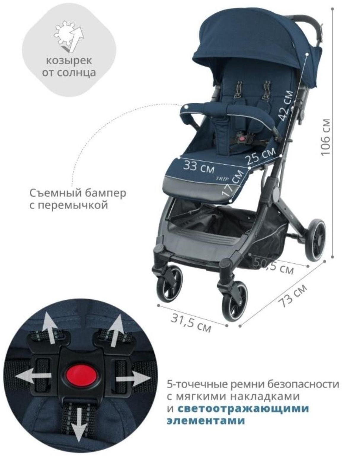 Коляска прогулочная Indigo TRIP, цвет синий