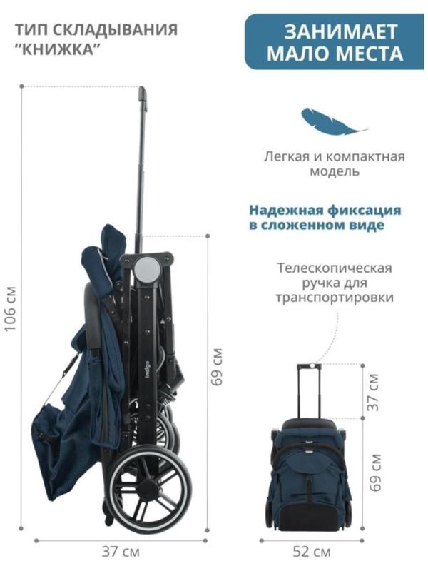 Коляска прогулочная Indigo TRIP, цвет синий