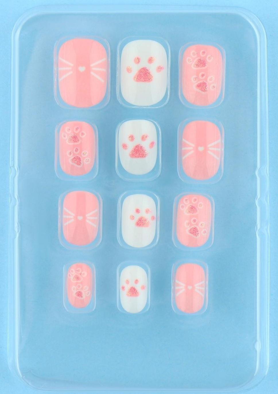 Детские накладные ногти «Милый котенок», 12 шт