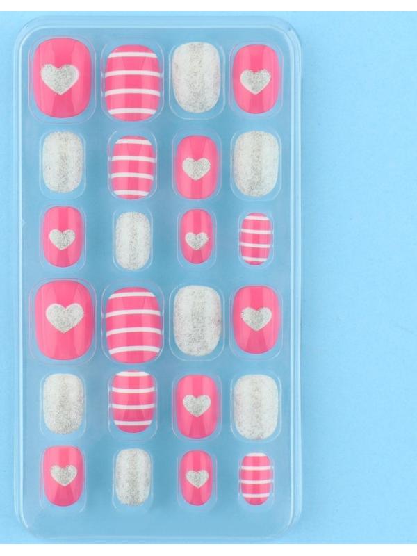 Детские накладные ногти «Сердечки», 24 шт