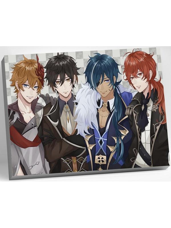 Картина по номерам 30 × 40 см «Геншин. Тарталья, Чжун-ли, Кэйа, Дилюк» 44 цвета