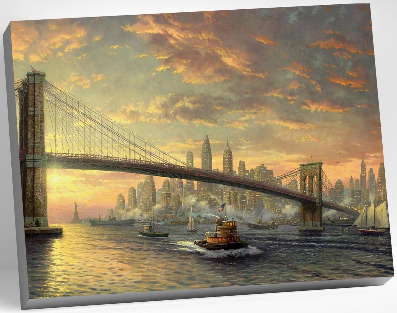 Картина по номерам 40 × 50 см «Рассвет над Нью-йорком» 27 цветов