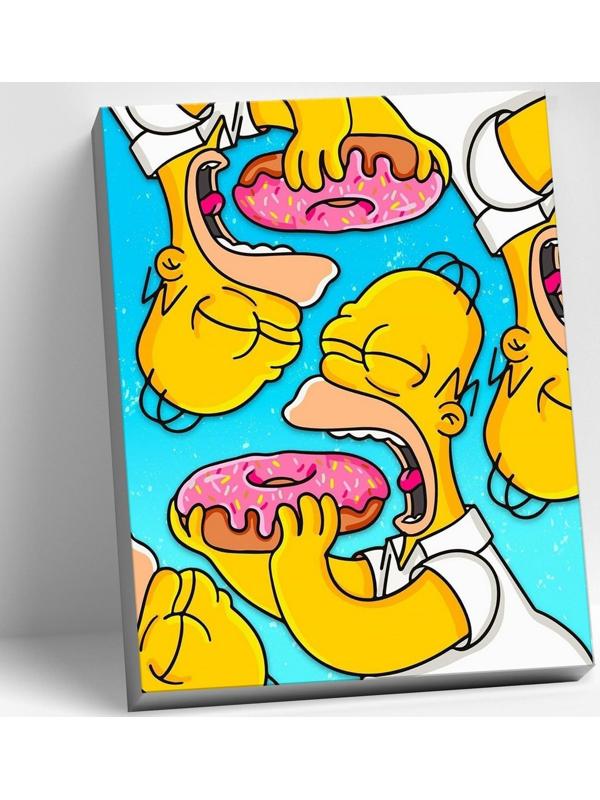 Картина по номерам 40 × 50 см «Гомер и пончики» 15 цветов