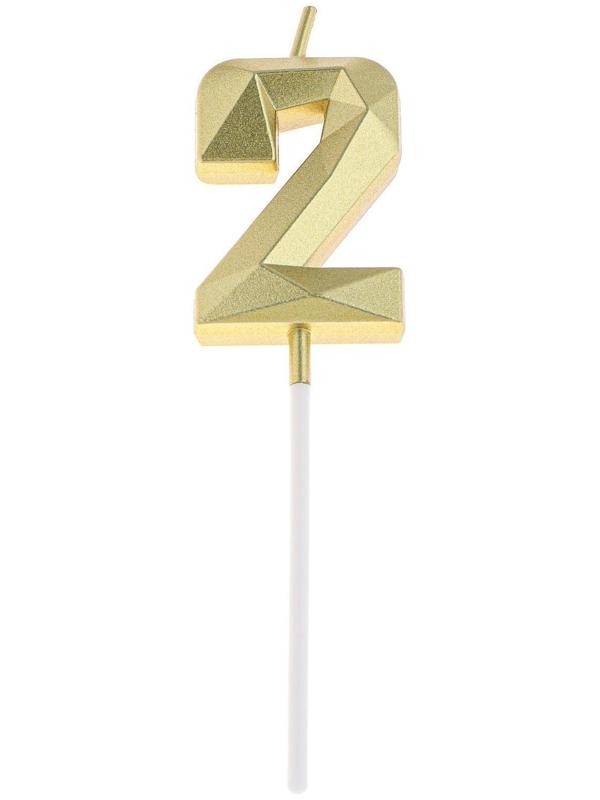 Свеча в торт на шпажке «Алмаз», цифра 