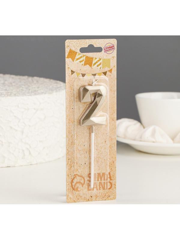 Свеча в торт на шпажке «Алмаз», цифра 