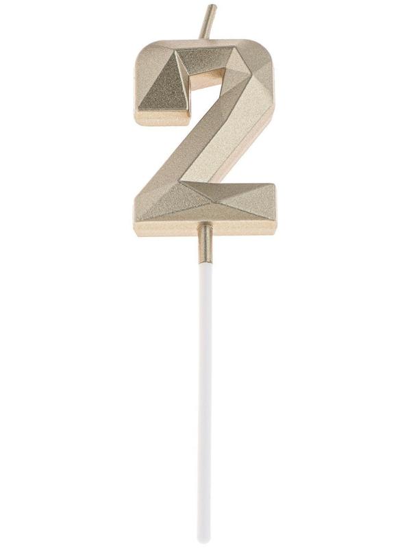 Свеча в торт на шпажке «Алмаз», цифра 