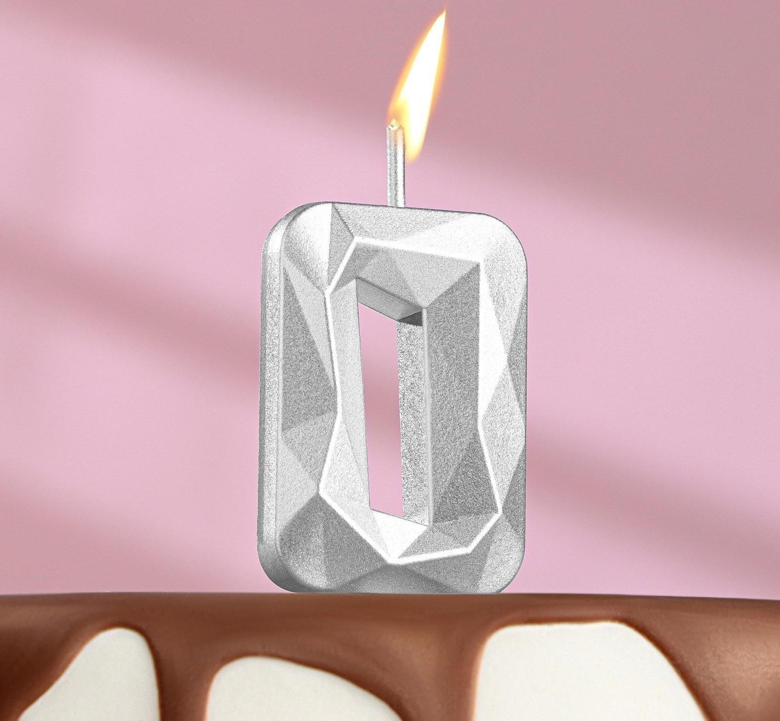 Свеча в торт на шпажке «Алмаз», цифра 