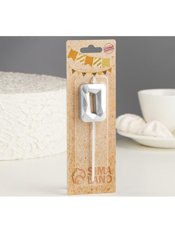 Свеча в торт на шпажке «Алмаз», цифра 