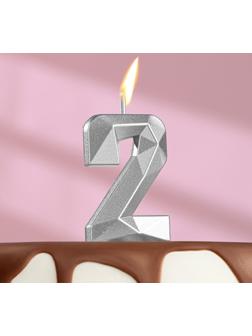 Свеча в торт на шпажке «Алмаз», цифра 