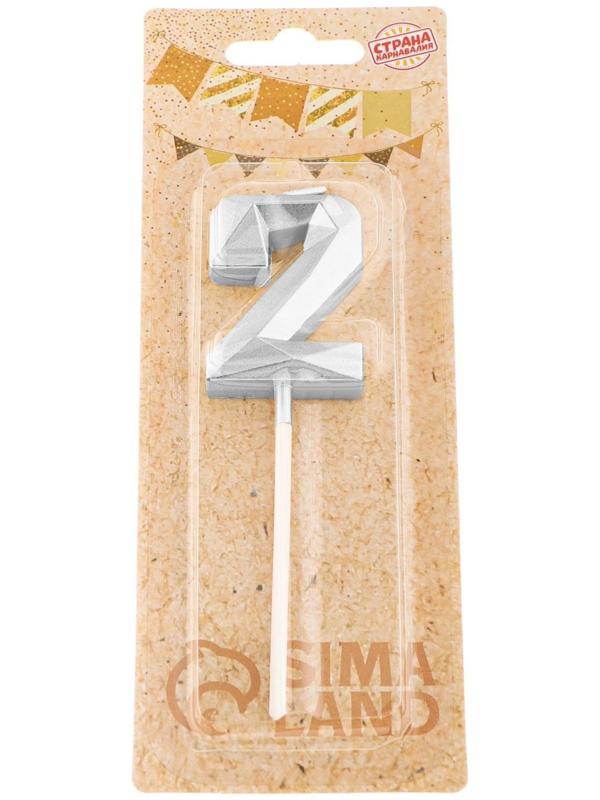 Свеча в торт на шпажке «Алмаз», цифра 