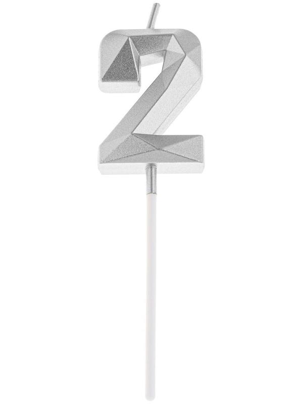 Свеча в торт на шпажке «Алмаз», цифра 