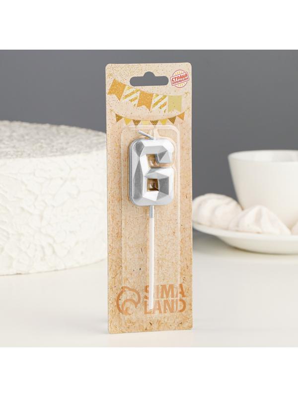 Свеча в торт на шпажке «Алмаз», цифра 