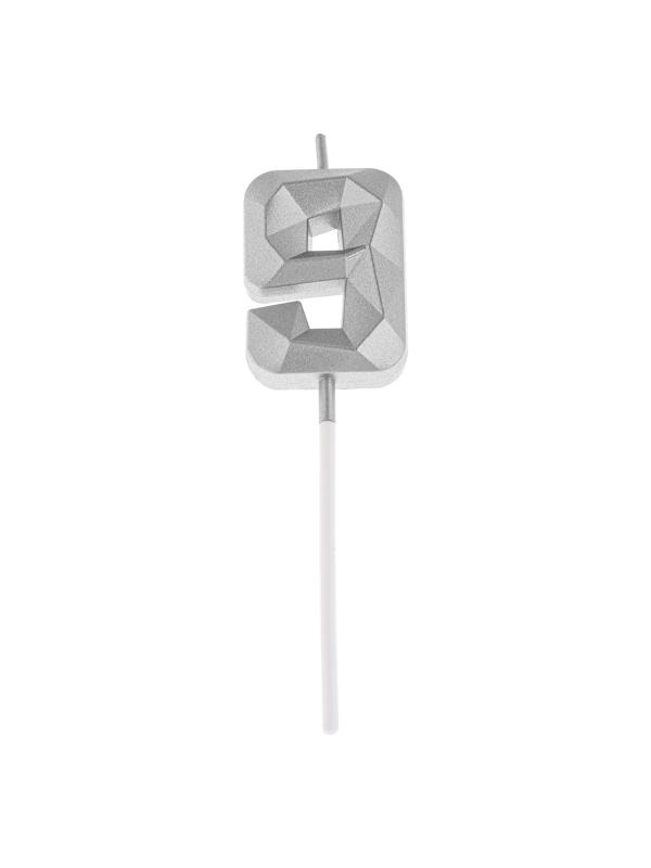 Свеча в торт на шпажке «Алмаз», цифра 