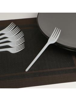 Вилка одноразовая столовая, 15,5 см, набор 6 шт, цвет белый