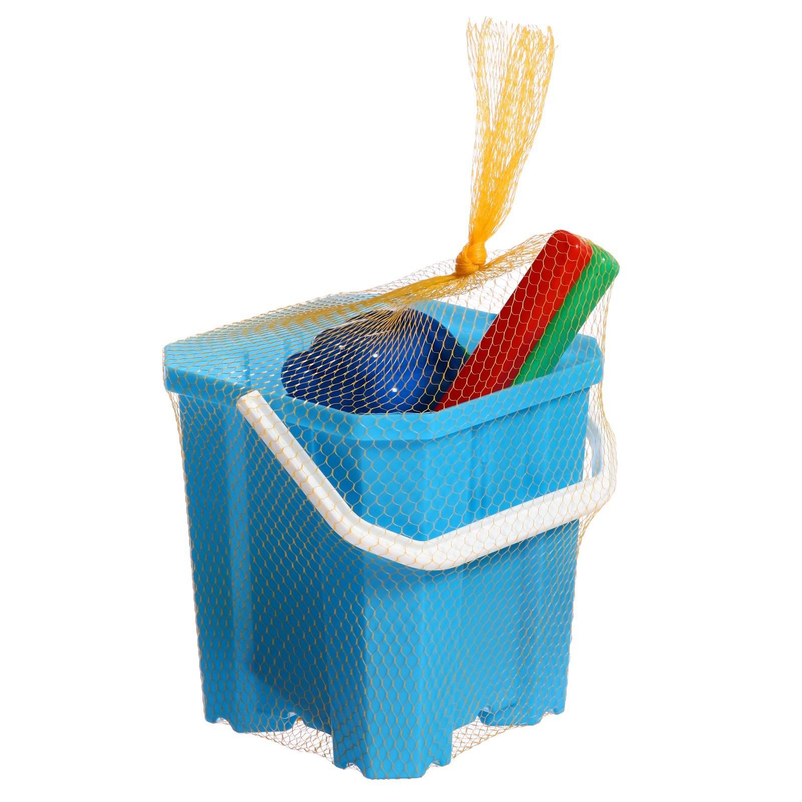 Песочный набор: ведёрко, лопатка, грабельки , 4 формочки