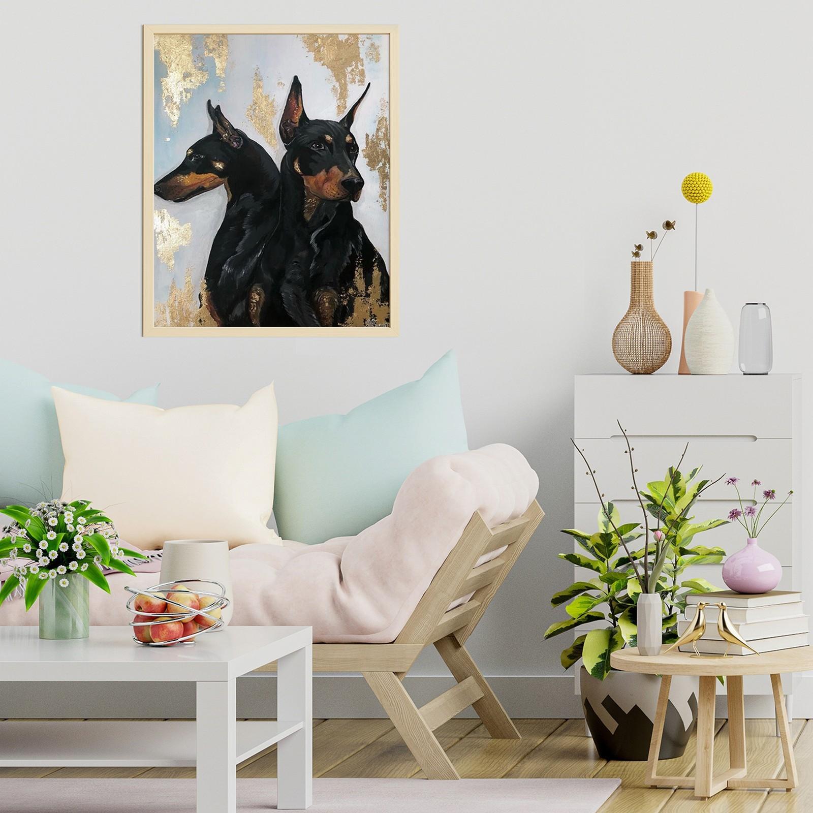 Картина по номерам с поталью 40 × 50 см «Собаки породы доберман» 16 цветов