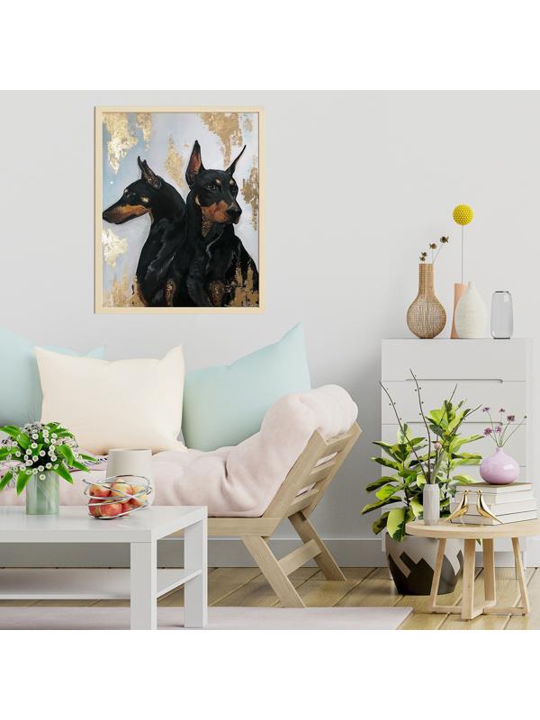 Картина по номерам с поталью 40 × 50 см «Собаки породы доберман» 16 цветов