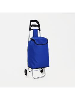 Сумка хозяйственная на тележке, отдел на шнурке, нагрузка до 40 кг, цвет голубой