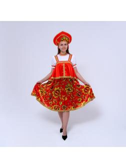 Русский костюм женский «Хохлома красная с отлетной кокеткой», р. 44-46, рост 170 см