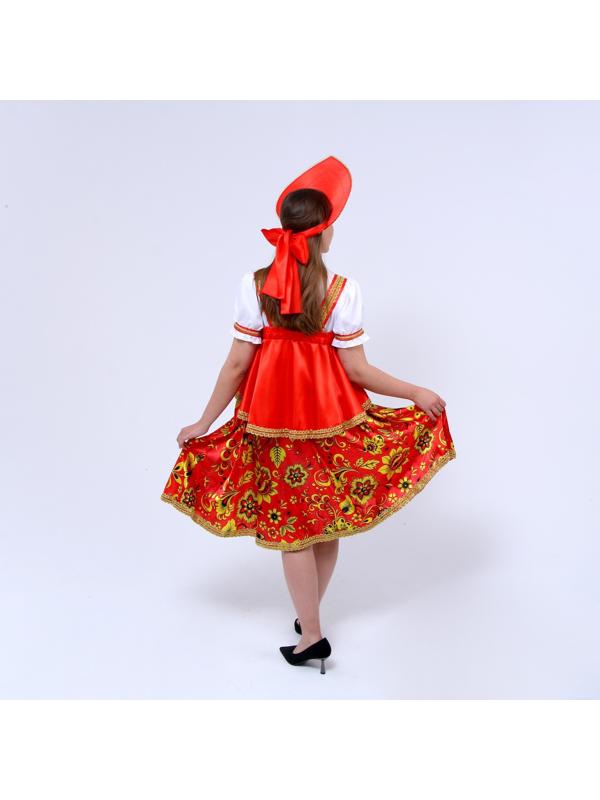 Русский костюм женский «Хохлома красная с отлетной кокеткой», р. 44-46, рост 170 см