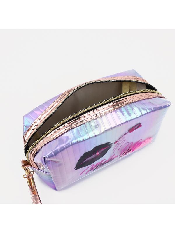 Косметичка на молнии, цвет сиреневый