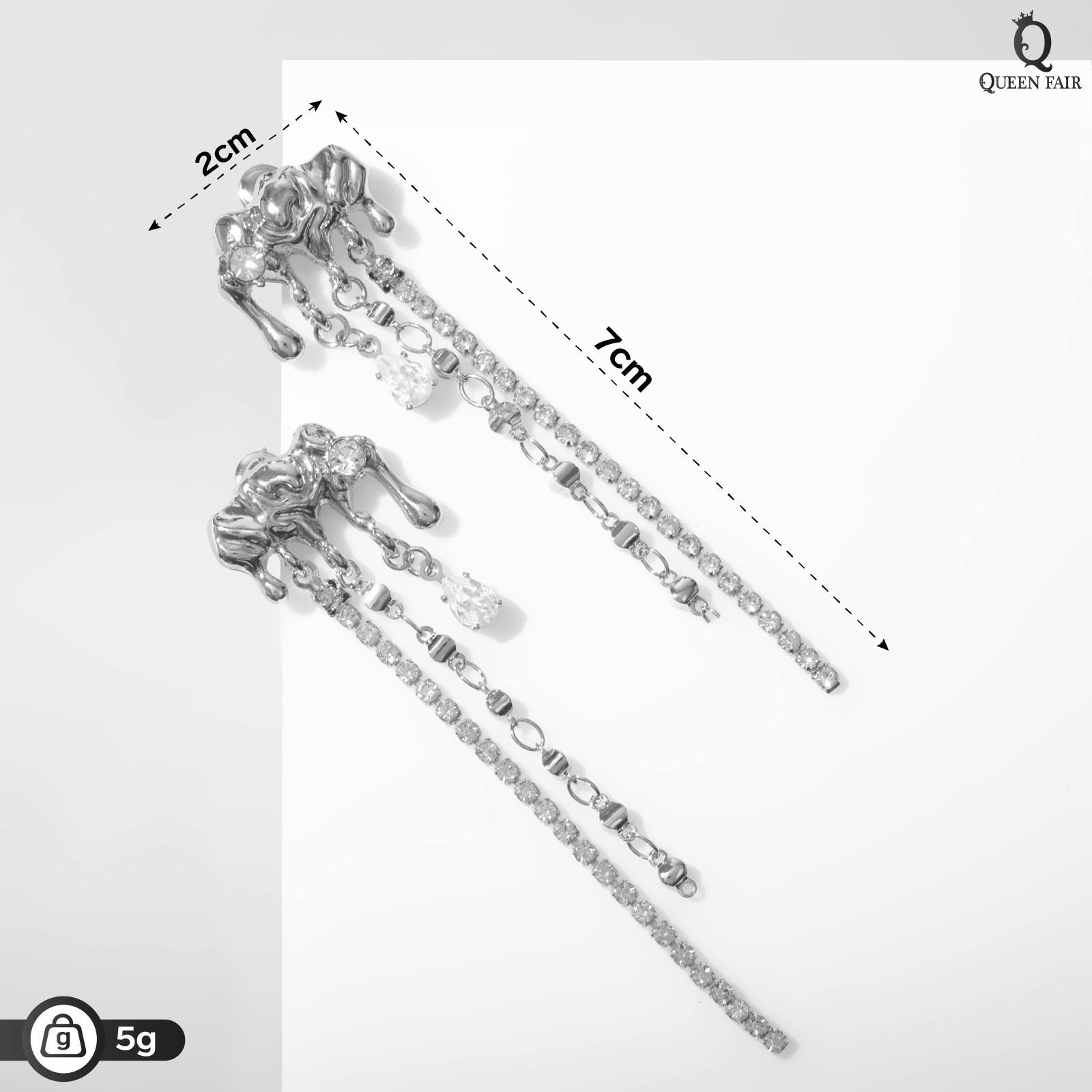 Серьги висячие со стразами 