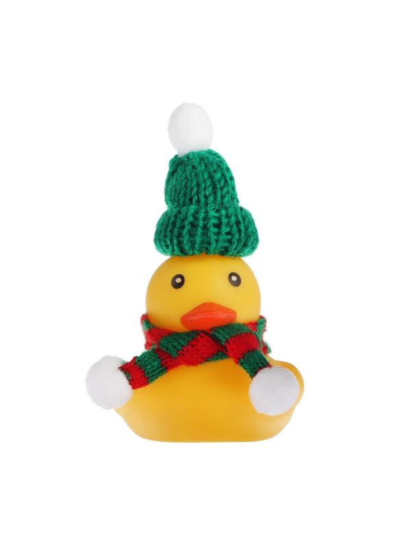 Утка с шарфом, цвет жёлтый, в шапке