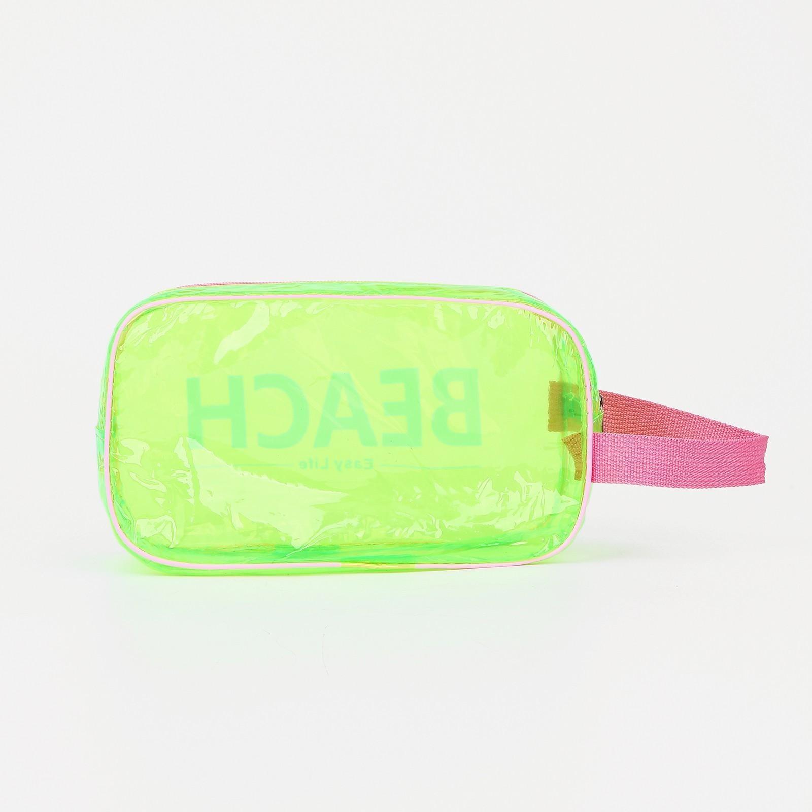 Косметичка на молнии, цвет зелёный