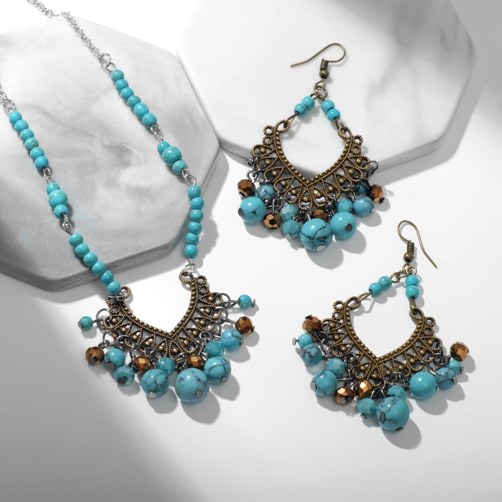 Набор 2 предмета: серьги, колье 