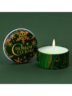 Новогодняя свеча в банке «С Новым годом», еловые ветки, d = 4,8 см