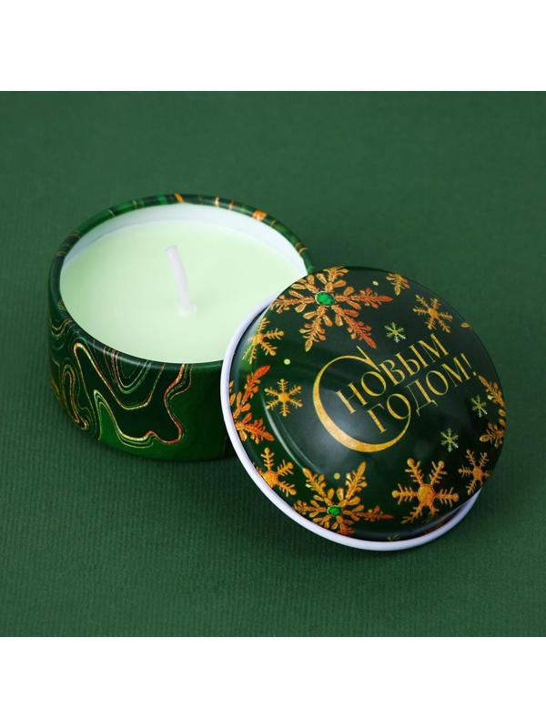 Новогодняя свеча в банке «С Новым годом», еловые ветки, d = 4,8 см