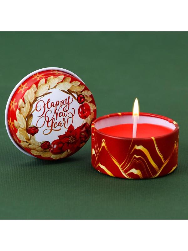 Новогодняя свеча в банке «Happy New Year», яблоко, d = 4,8 см