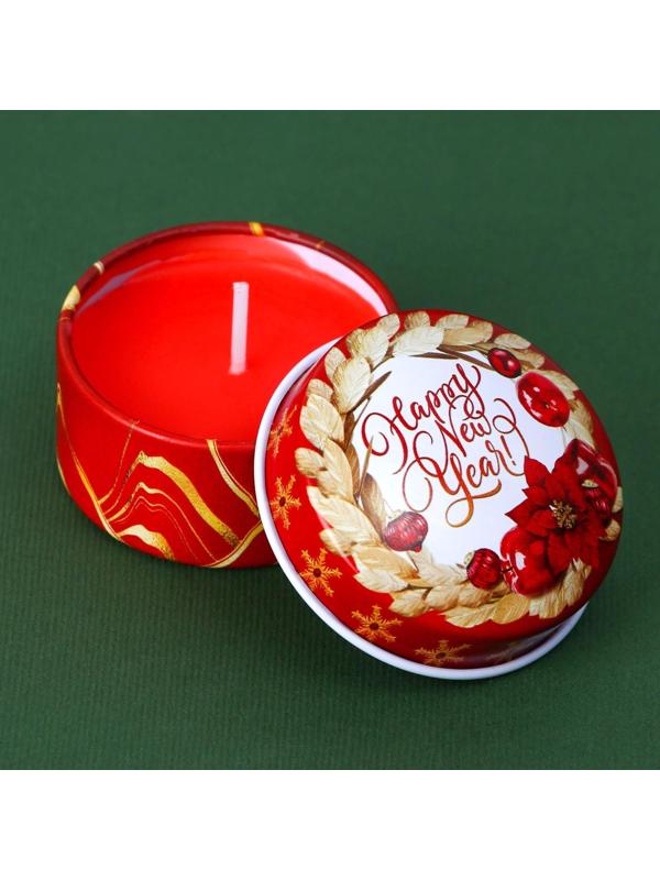 Новогодняя свеча в банке «Happy New Year», яблоко, d = 4,8 см