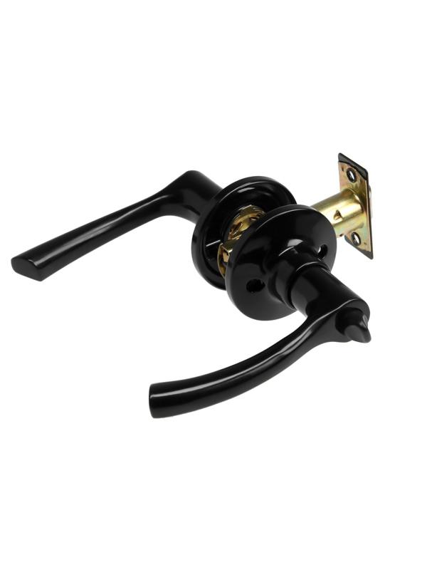 Защелка (мод.3186), межкомнатная, фиксатор, цвет глянцевый черный