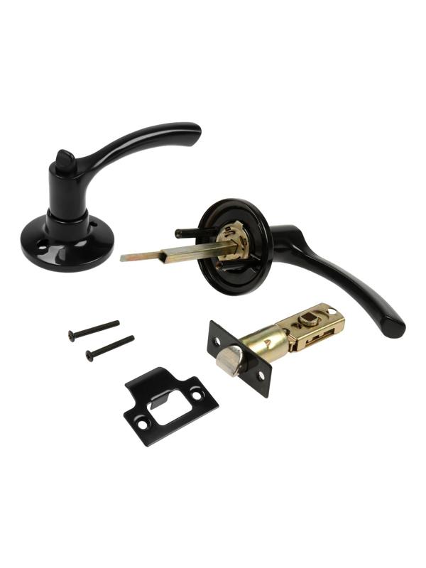 Защелка (мод.3186), межкомнатная, фиксатор, цвет глянцевый черный