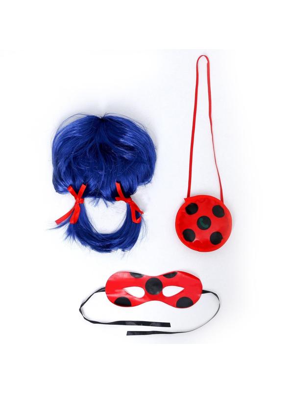 Карнавальный набор «Леди Божья коровка», р. S, комбез, маска, сумка, парик