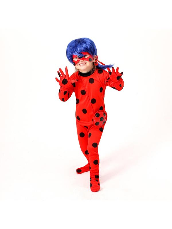 Карнавальный набор «Леди Божья коровка», р. S, комбез, маска, сумка, парик