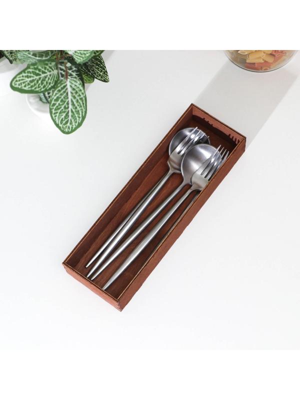 Подставка деревянная для столовых приборов Доляна, 25×8×4 см, цвет мокко