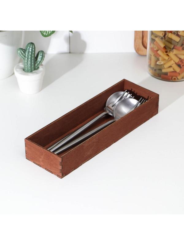 Подставка деревянная для столовых приборов Доляна, 25×8×4 см, цвет мокко