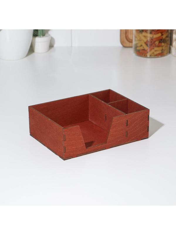 Салфетница деревянная Доляна, с отделениями для специй, 18,5×13,5×6 см, цвет мокко