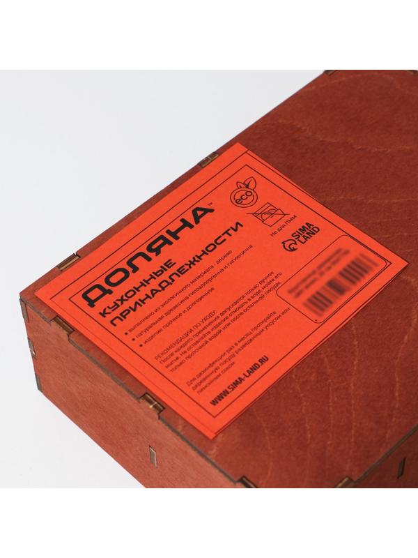 Салфетница деревянная Доляна, с отделениями для специй, 18,5×13,5×6 см, цвет мокко