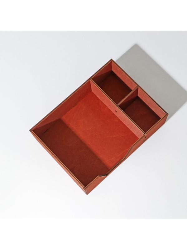 Салфетница деревянная Доляна, с отделениями для специй, 18,5×13,5×6 см, цвет мокко