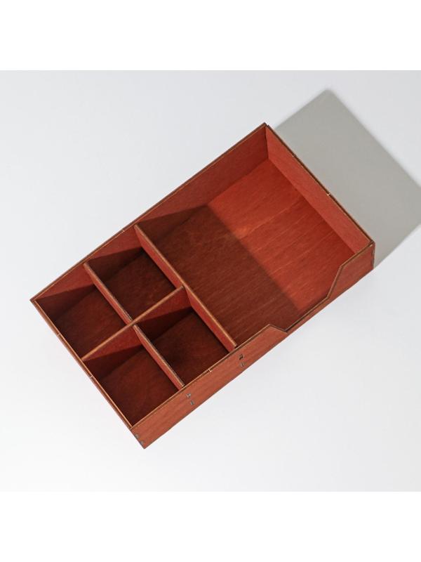 Салфетница деревянная Доляна, с отделениями для специй, 13,5×23,5×6 см, цвет мокко