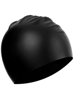 Шапочка для плавания взрослая, силиконовая, обхват 54-60 см, цвет чёрный
