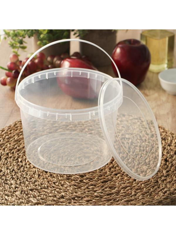 Ведро с крышкой, 2 л, d= 17,3 см, прозрачное, 100 шт/уп.