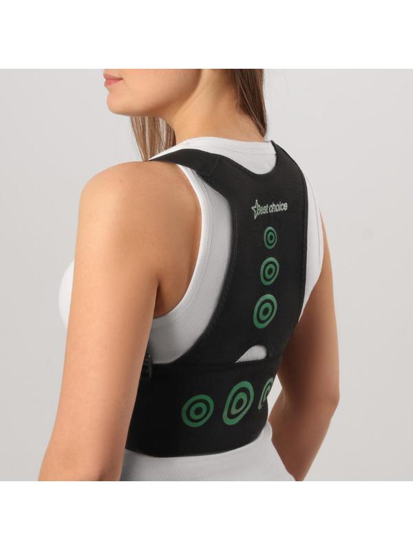 Массажёр-фиксатор для осанки и поясницы, на фастексах, размер универсальный, пакет, цвет чёрный