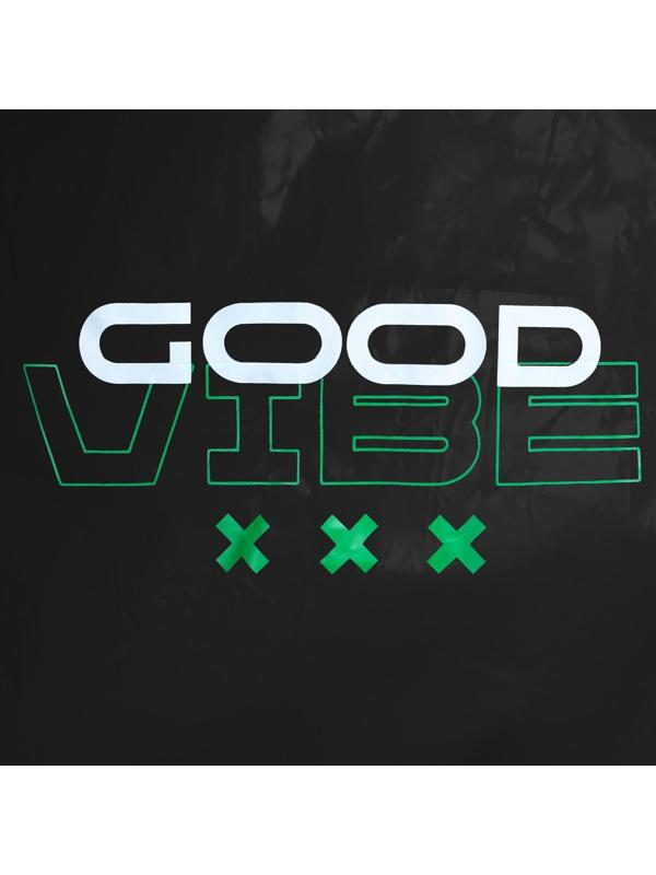 Укороченный женский дождевик «GOOD VIBE», на кнопках, цвет чёрный, размер 42-48